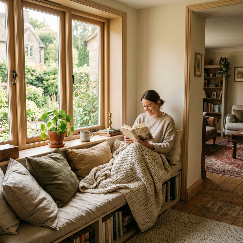 Cozy lived-in home corner with soft natural light